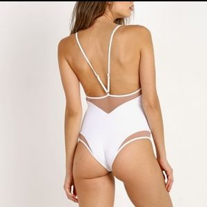 Tori Praver Belle White Nude One Piece Swimsuit